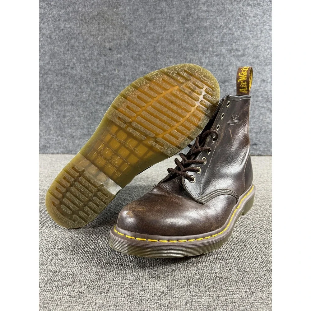 Dr Martens Boots Mens Size 10 Brown Leather Lace Up Combat Work Slip Resistant